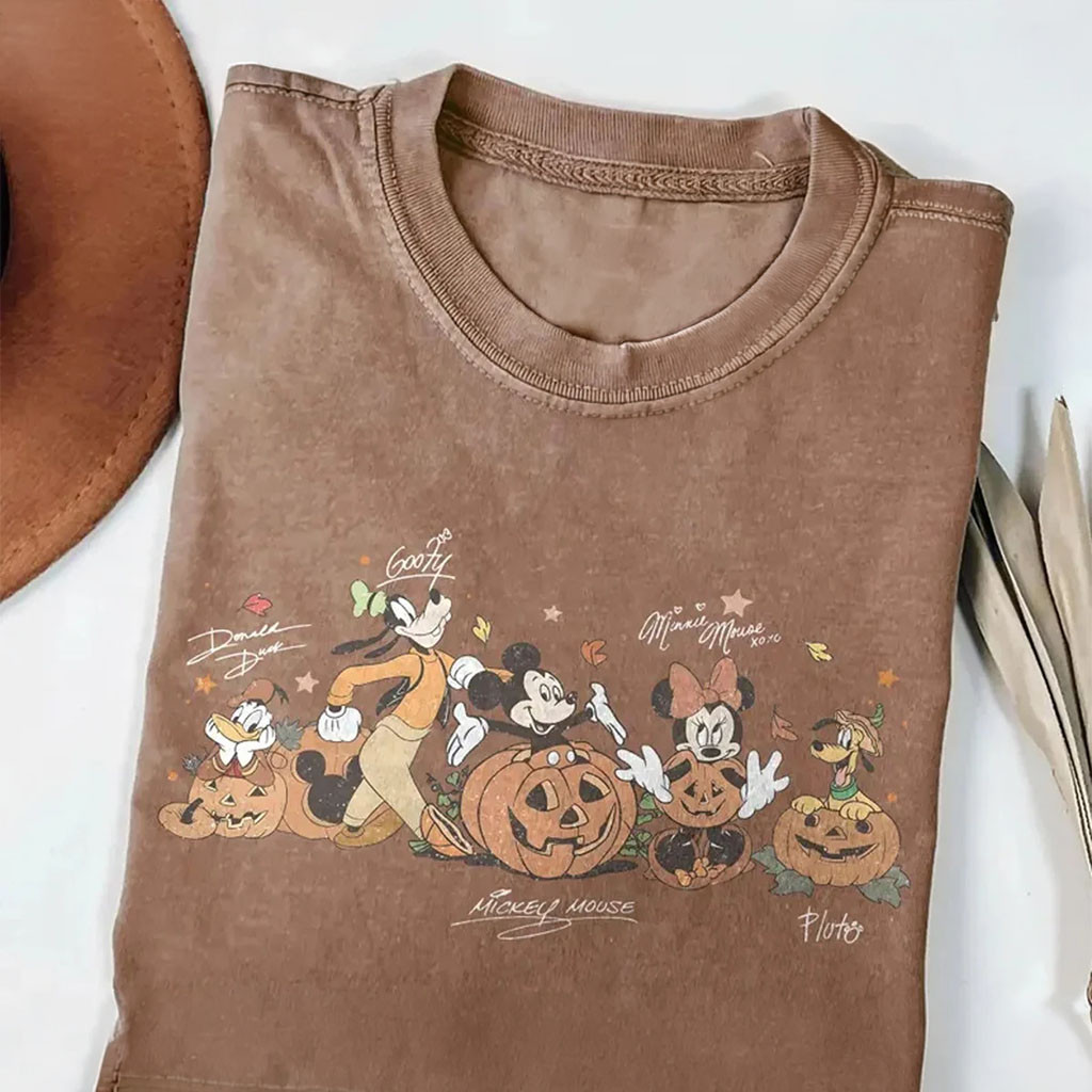 Mickey And Friends Autumn Shirt Dland Fall Vibes Tee Family Halloween Trip Clothing Gifts - Kdjoy