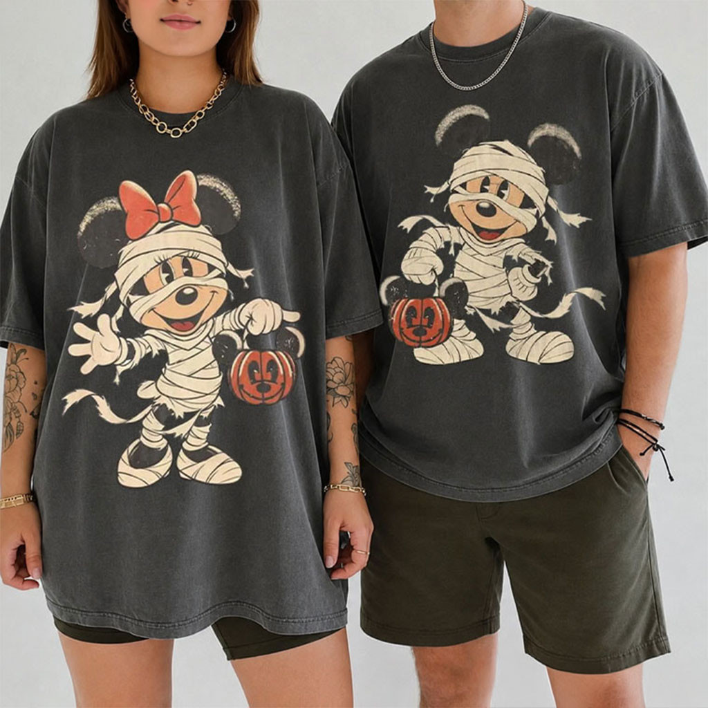Mickey And Minnie Mummy Halloween Party Matching Couples Shirts Disney Halloween Merch - Kdjoy