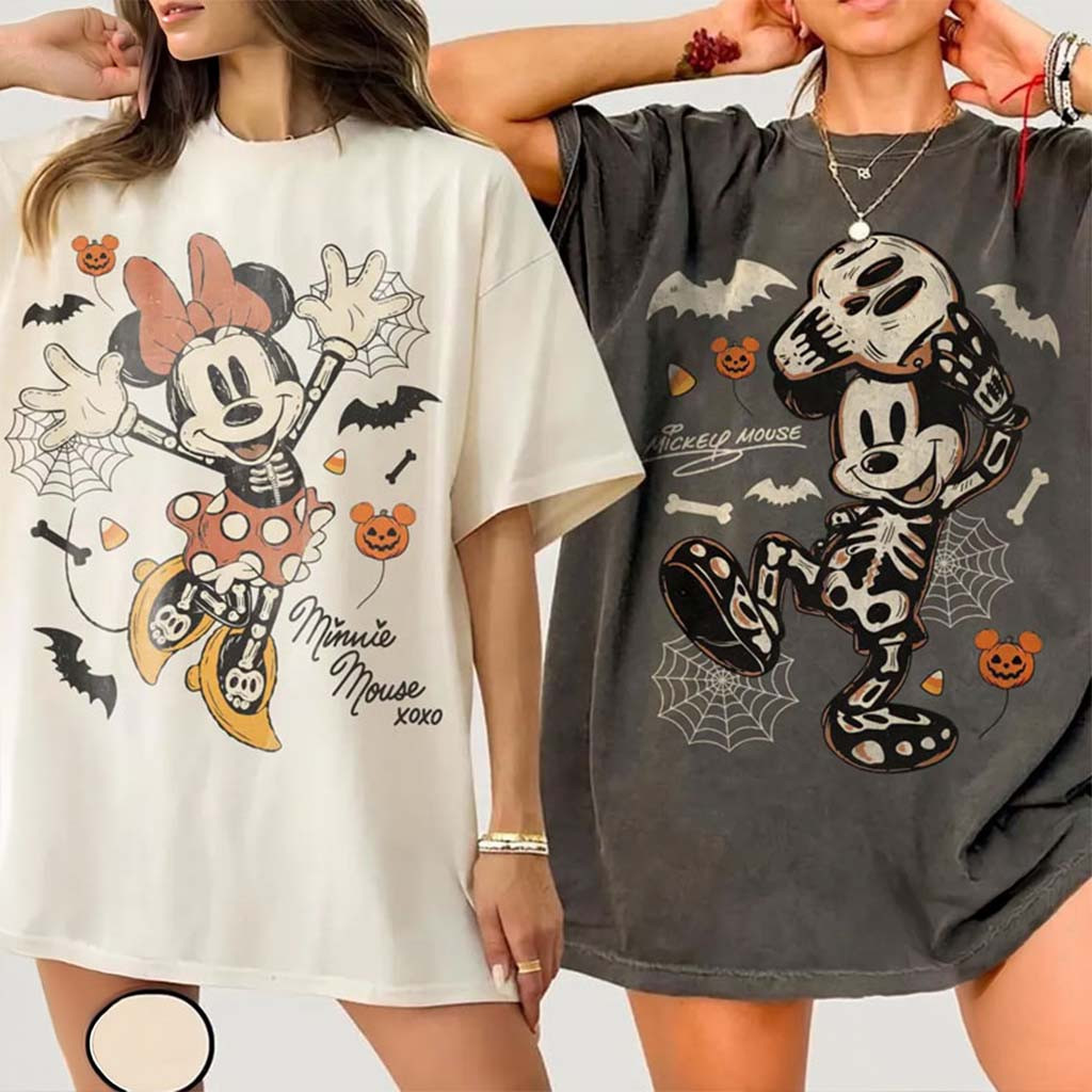 Mickey And Minnie Signature Trick Or Treat Spooky Shirt Halloween Apparel Couples Gifts - Kdjoy