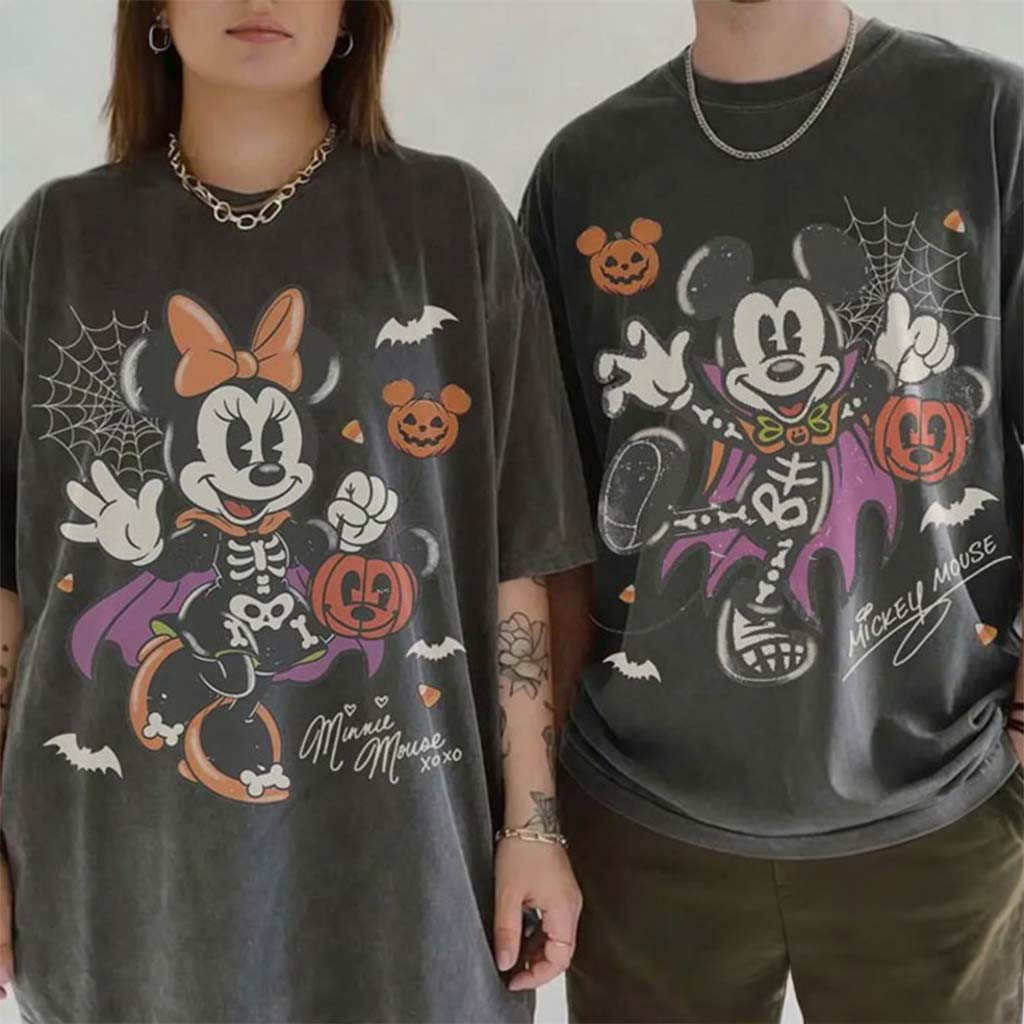 Mickey Minnie Spooky Season Couple T-Shirt Halloween Outfits Gift Ideas For Couples - Kdjoy Mickey Minnie Spooky Season Couple T-Shirt Halloween Outfits Gift Ideas For Couples - Kdjoy