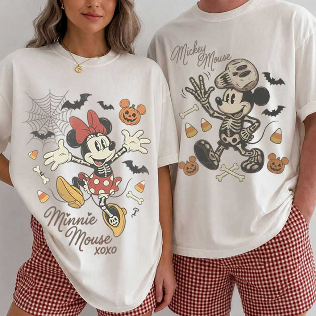 Mickey Minnie Spooky Season Halloween Matching Couple Shirts Halloween Apparel Gifts - Kdjoy