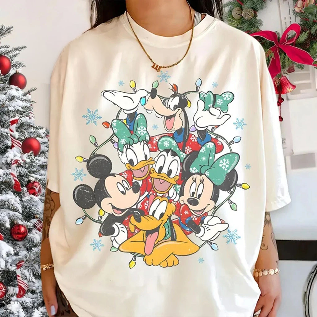 Mickey Mouse Christmas Lights Shirt D Family Christmas Shirt Cute Holiday Gifts Ideas - Kdjoy