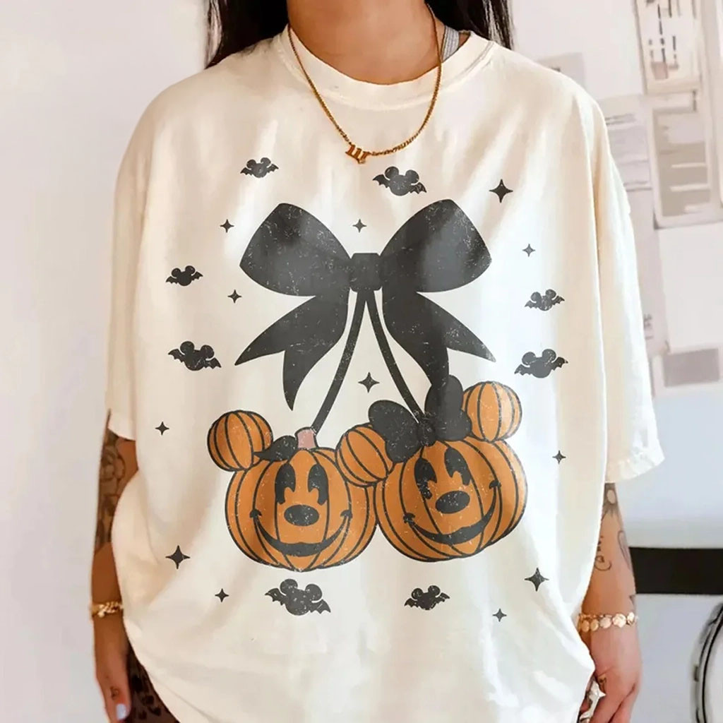 Mickey Pumpkin Cherries T-Shirt Women Halloween Clothes Gift For Friends - Kdjoy Mickey Pumpkin Cherries T-Shirt Women Halloween Clothes Gift For Friends - Kdjoy