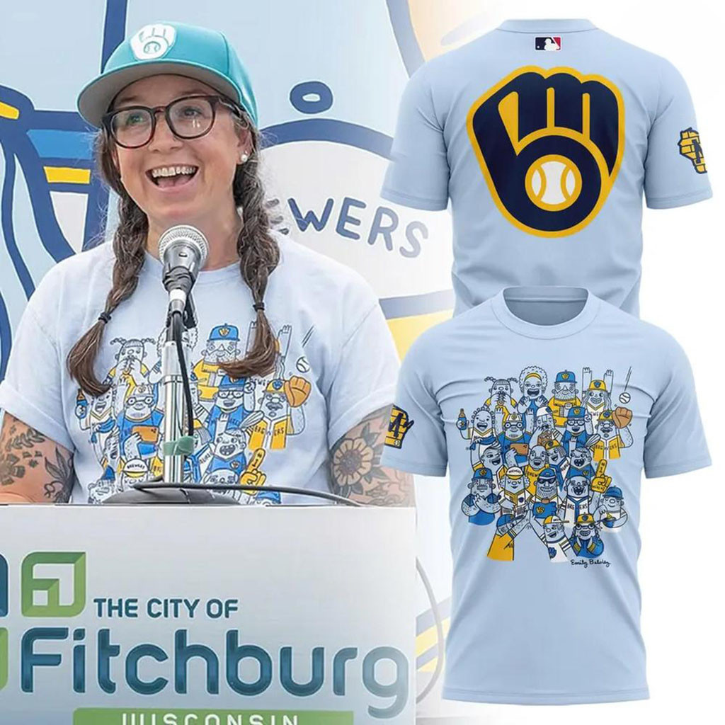 Milwaukee Brewers Ball-In-Glove Graphic T-Shirt Brewers Merch Gifts For Baseball Fans - Kdjoy Milwaukee Brewers Ball-In-Glove Graphic T-Shirt Brewers Merch Gifts For Baseball Fans - Kdjoy
