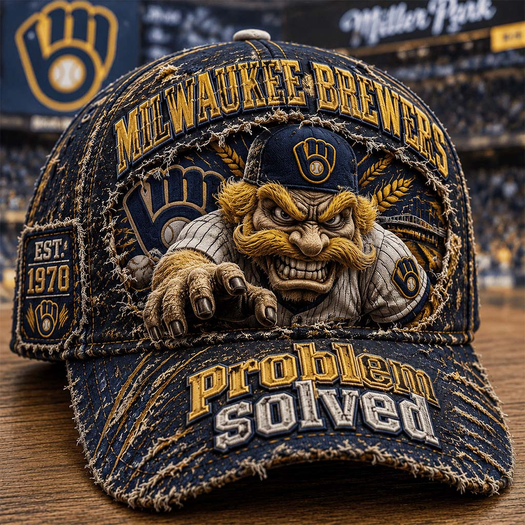 Milwaukee Brewers Problem Solved Hat Milwaukee Brewers Merch Present For Baseball Lovers - Kdjoy