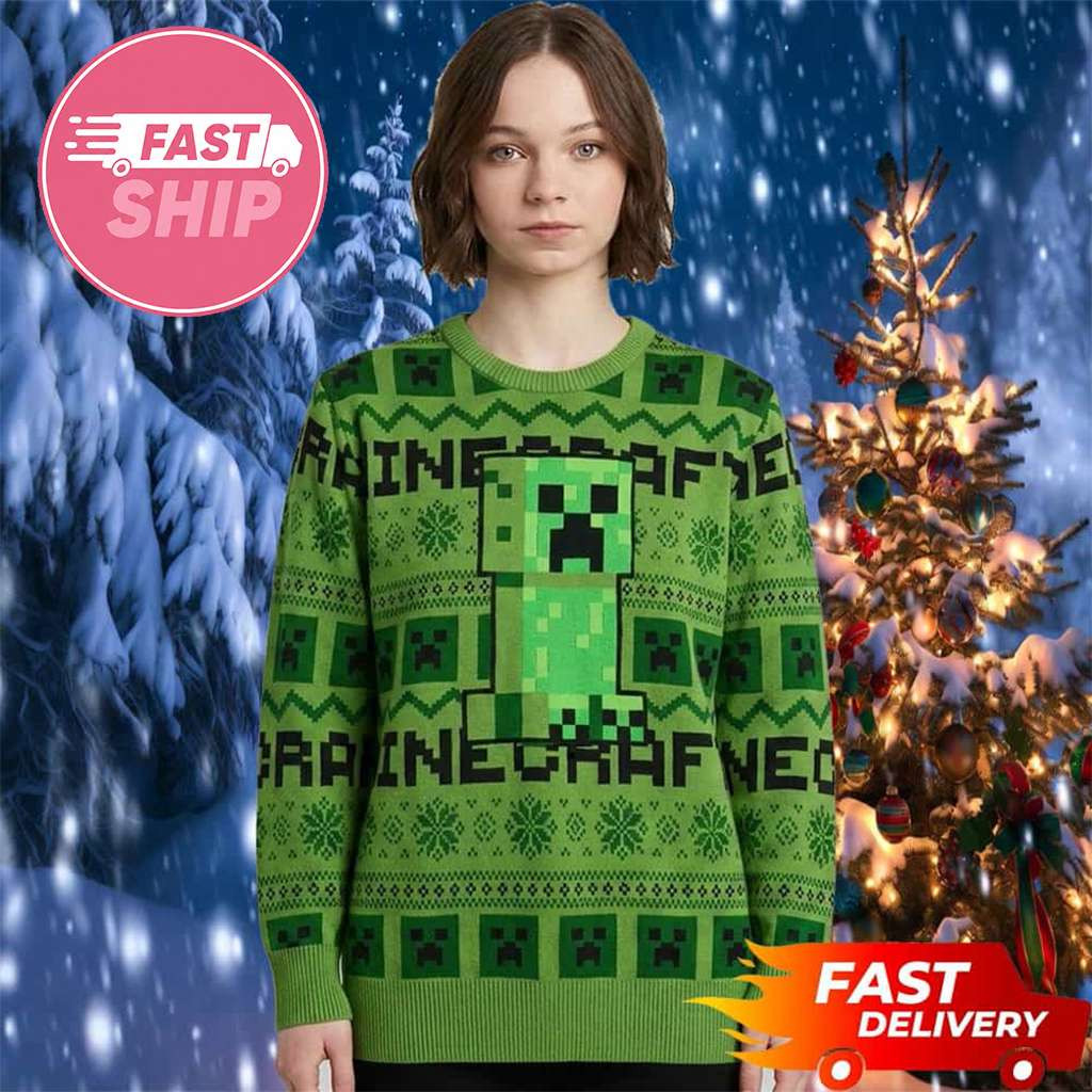 Minecraft Creeper Snow Attack Christmas 2026 Minecraft Ugly Sweater - Kdjoy