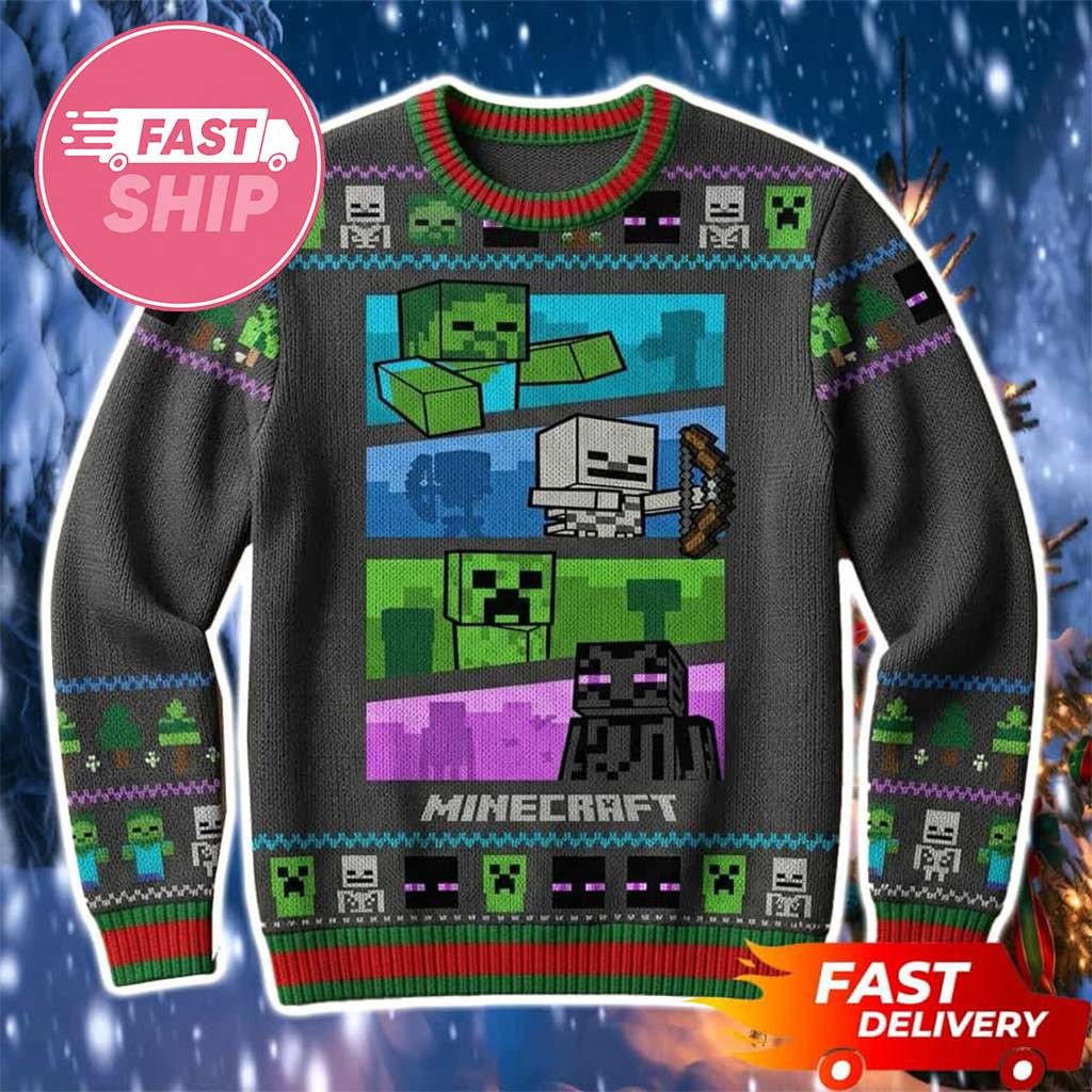 Minecraft Merch 2026 Creeper Skeleton Zombie Slenderman Minecraft Ugly Sweater Gifts For Xmas - Kdjoy Minecraft Merch 2026 Creeper Skeleton Zombie Slenderman Minecraft Ugly Sweater Gifts For Xmas - Kdjoy