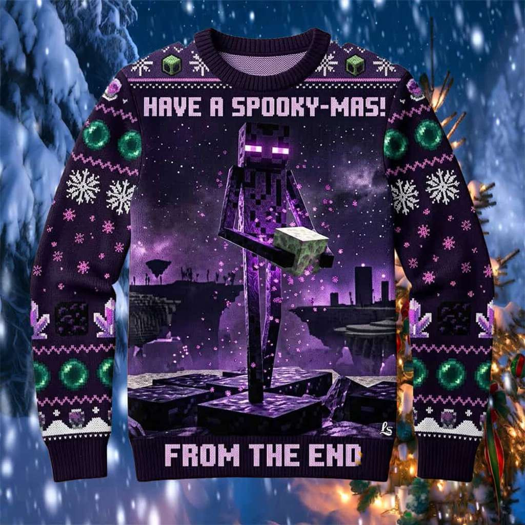 Minecraft Merch 2026 Slender Man Have A Spooky Mas From The End Minecraft Ugly Sweater - Kdjoy
