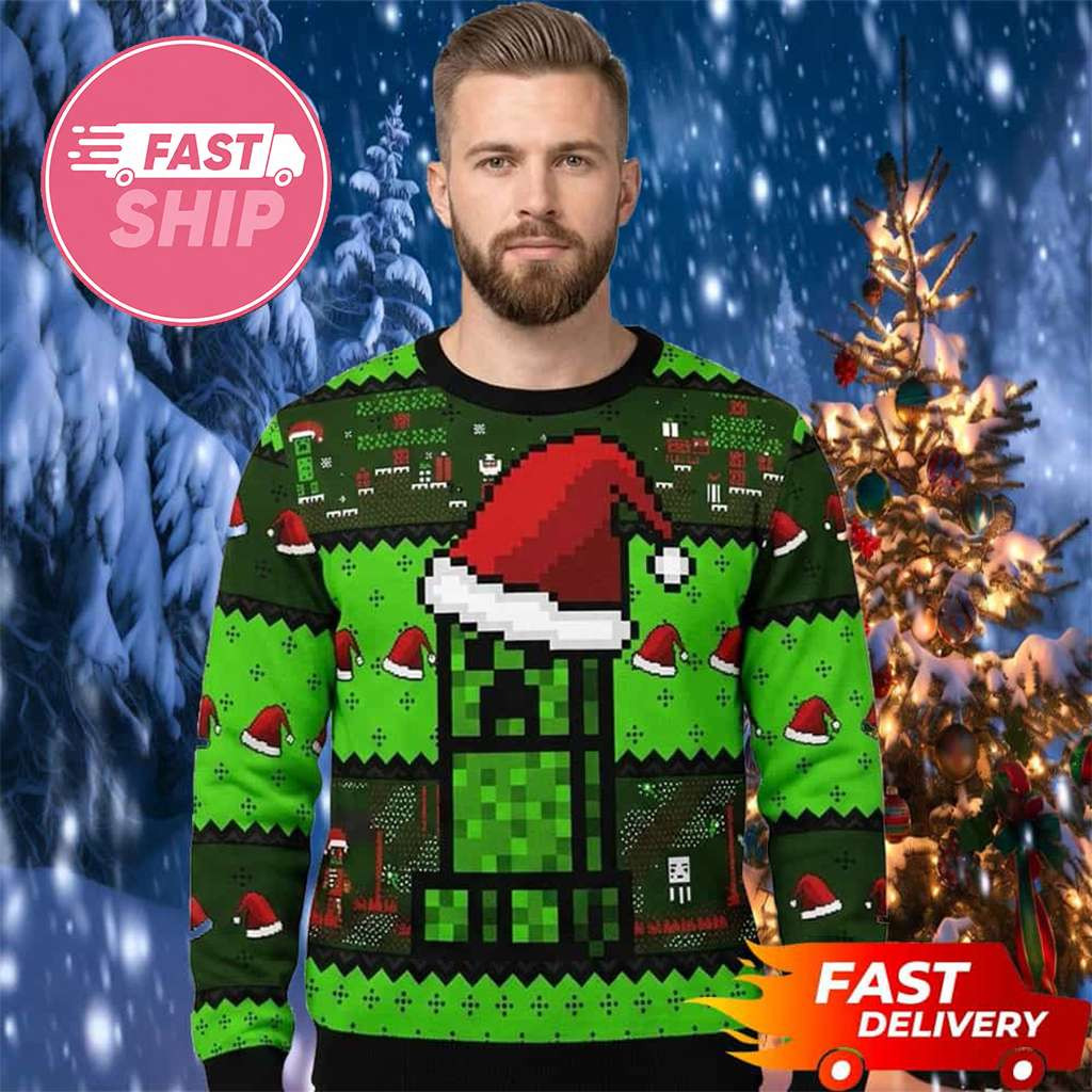 Minecraft Merch Creeper Green Christmas Hat Minecraft Ugly Sweater Christmas Gifts For Boyfriend - Kdjoy