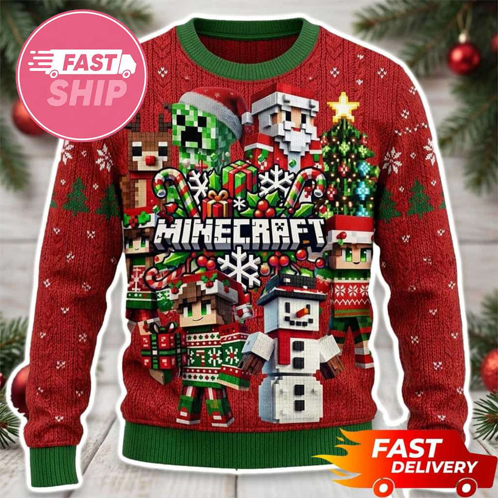 Minecraft Merch Merry Christmas 2026 Minecraft Ugly Sweater Gifts For Son - Kdjoy