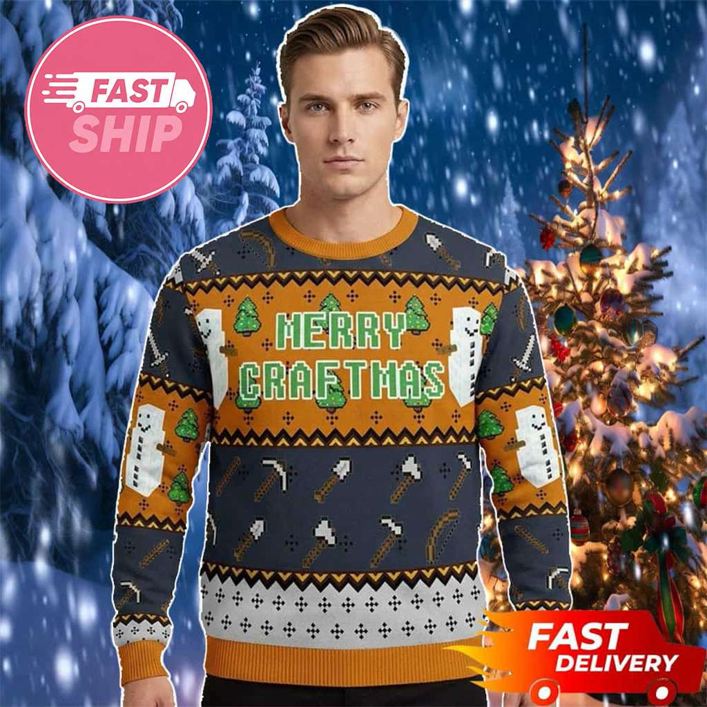 Minecraft Merch Merry Craftmas 2026 Snow Man Minecraft Ugly Sweater Best Gifts For Husband - Kdjoy
