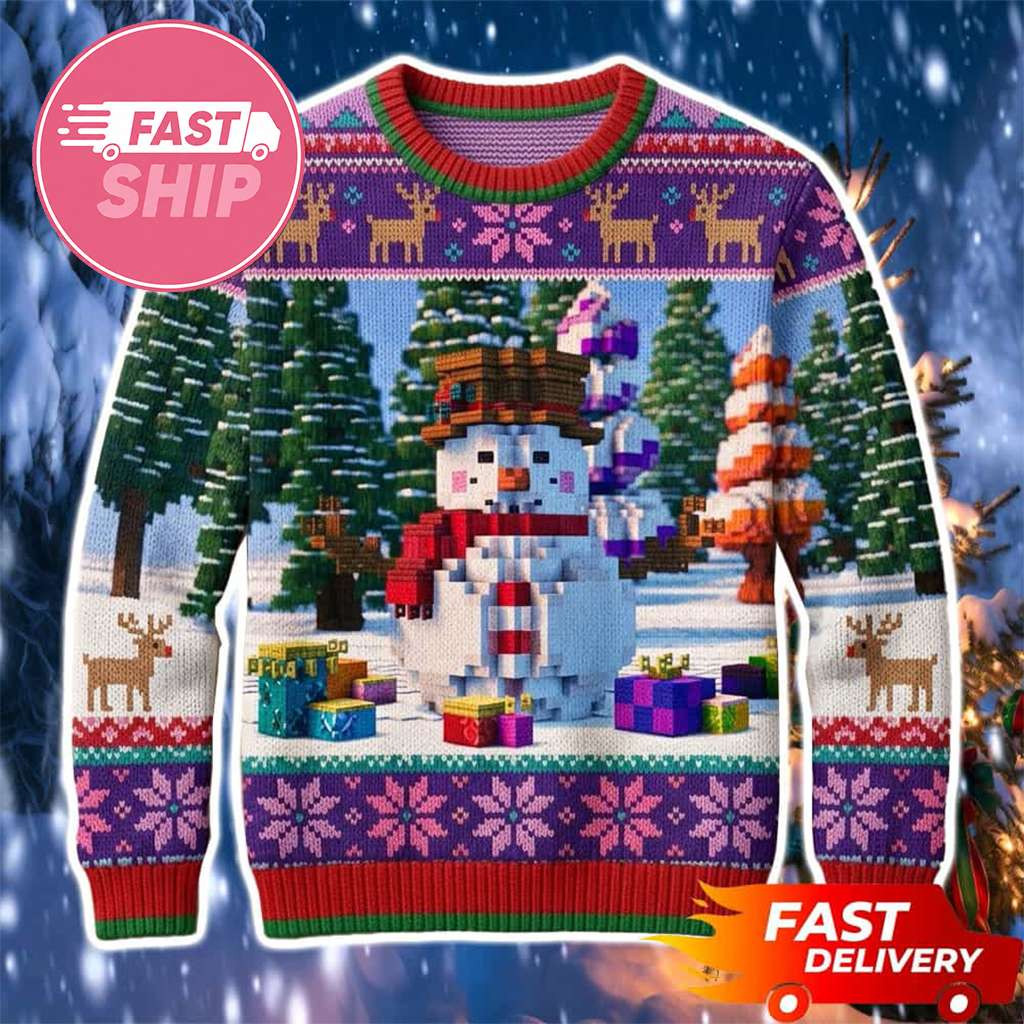 Minecraft Merch Snowman Minecraft For Christmas 2026 Ugly Sweater Xmas Presents For Boyfriend - Kdjoy