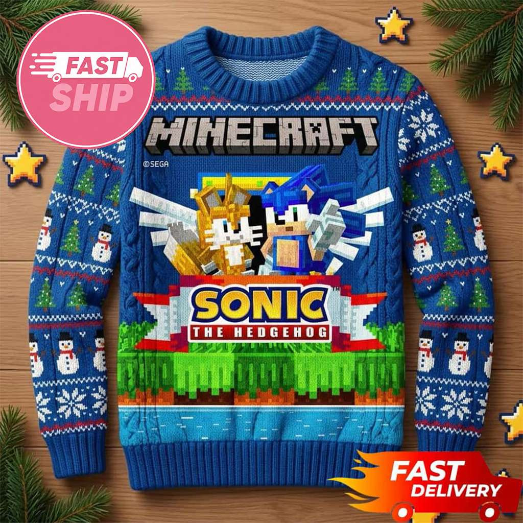 Minecraft x Sonic The Hedgehog 2026 Ugly Sweater Minecraft Merch Christmas Gifts For Guys - Kdjoy