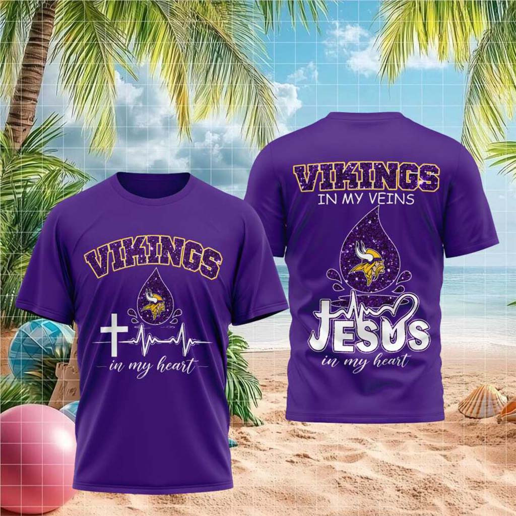 Minnesota Football Jesus In My Heart Cross Shirt Minnesota Vikings Merch Game Day Gifts - Kdjoy