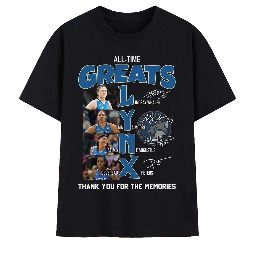 Minnesota Lynx All Time Greats Thank You For The Memories T-Shirt MN Lynx Merch Signature - Kdjoy Minnesota Lynx All Time Greats Thank You For The Memories T-Shirt MN Lynx Merch Signature - Kdjoy