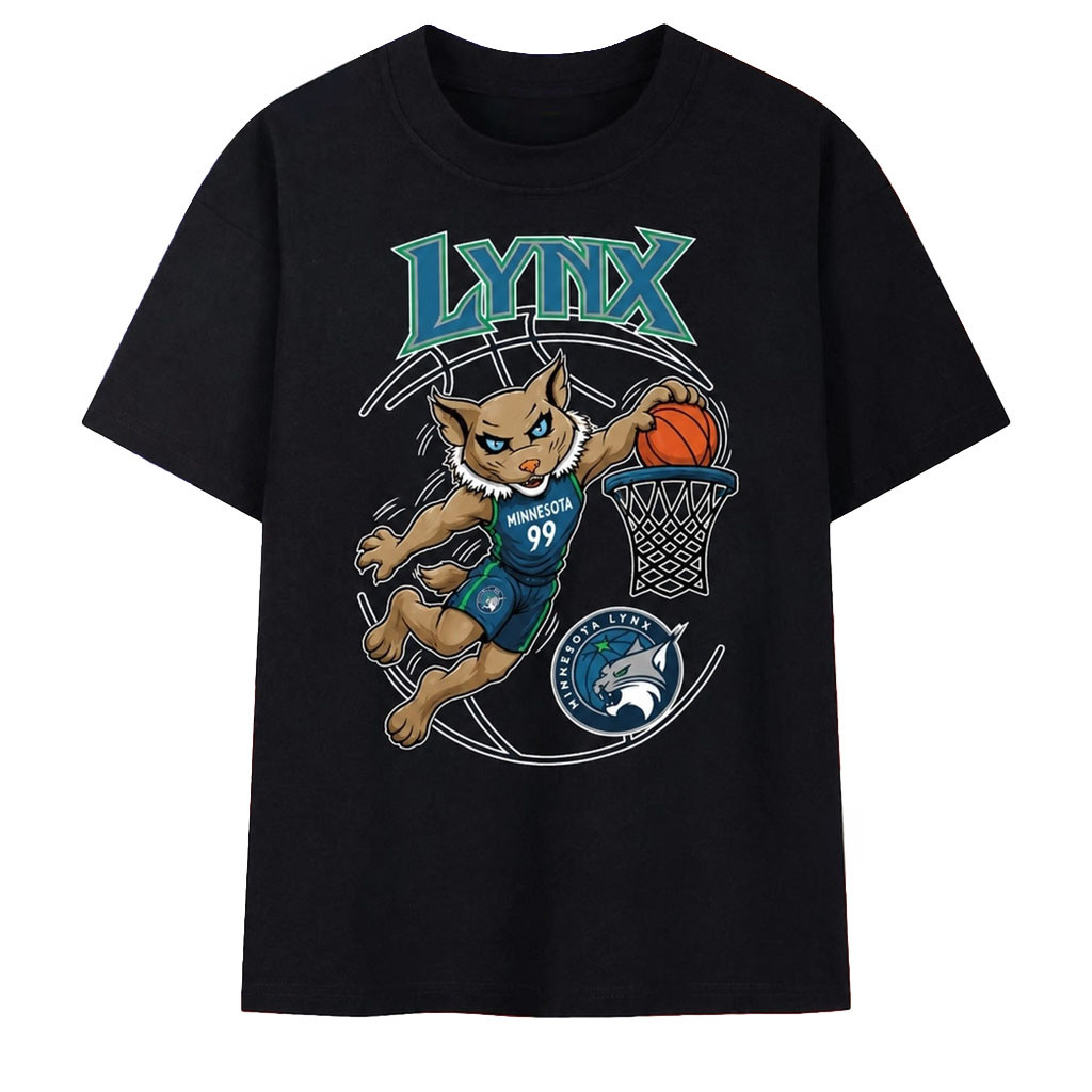 Minnesota Lynx Basketball Mascot Slam Dunk Graphic 2026 T-Shirt MN Lynx Merch Fan Gifts - Kdjoy