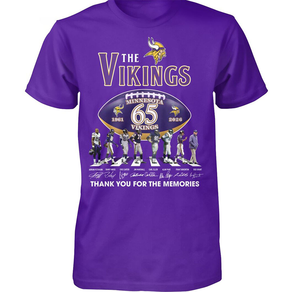 Minnesota Vikings 65th Anniversary The Beatles Abbey Road T-Shirt MN Football Merch Fan Gifts - Kdjoy