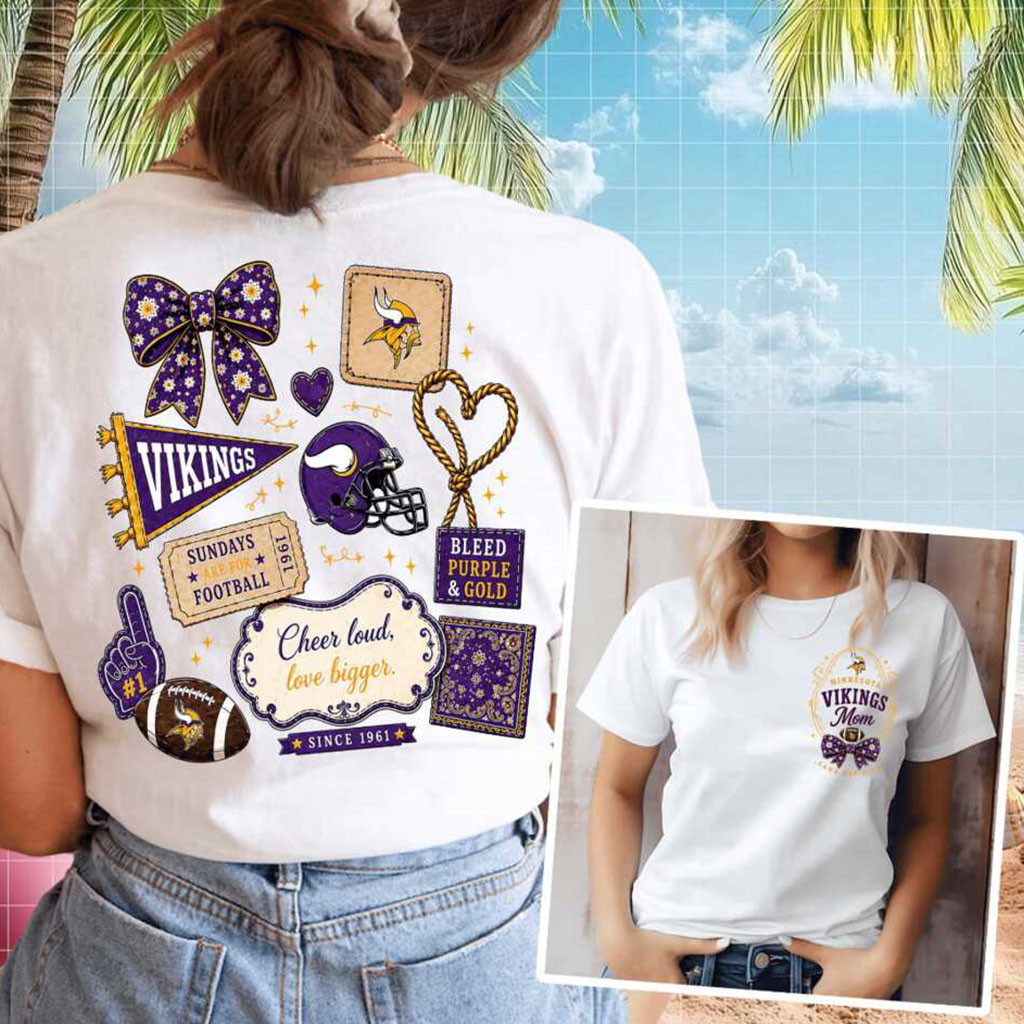 Minnesota Vikings Football Mom Game Day Bow Shirt MN Vikings Merch Gift For Game Day - Kdjoy Minnesota Vikings Football Mom Game Day Bow Shirt MN Vikings Merch Gift For Game Day - Kdjoy