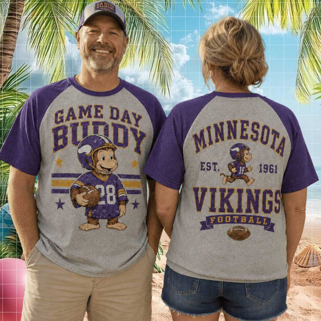 Minnesota Vikings Football Monkey Game Day Buddy Vintage Style Shirt MN Vikings Merch Fan Gifts - Kdjoy Minnesota Vikings Football Monkey Game Day Buddy Vintage Style Shirt MN Vikings Merch Fan Gifts - Kdjoy