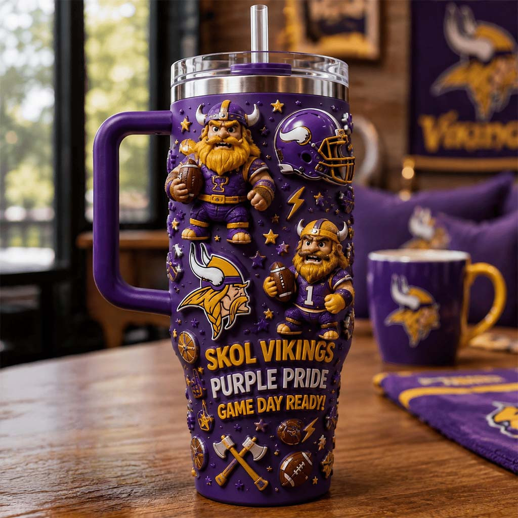 Minnesota Vikings Merch Skol Vikings Purple Pride Game Day Ready Tumbler Fan Gift Ideas - Kdjoy