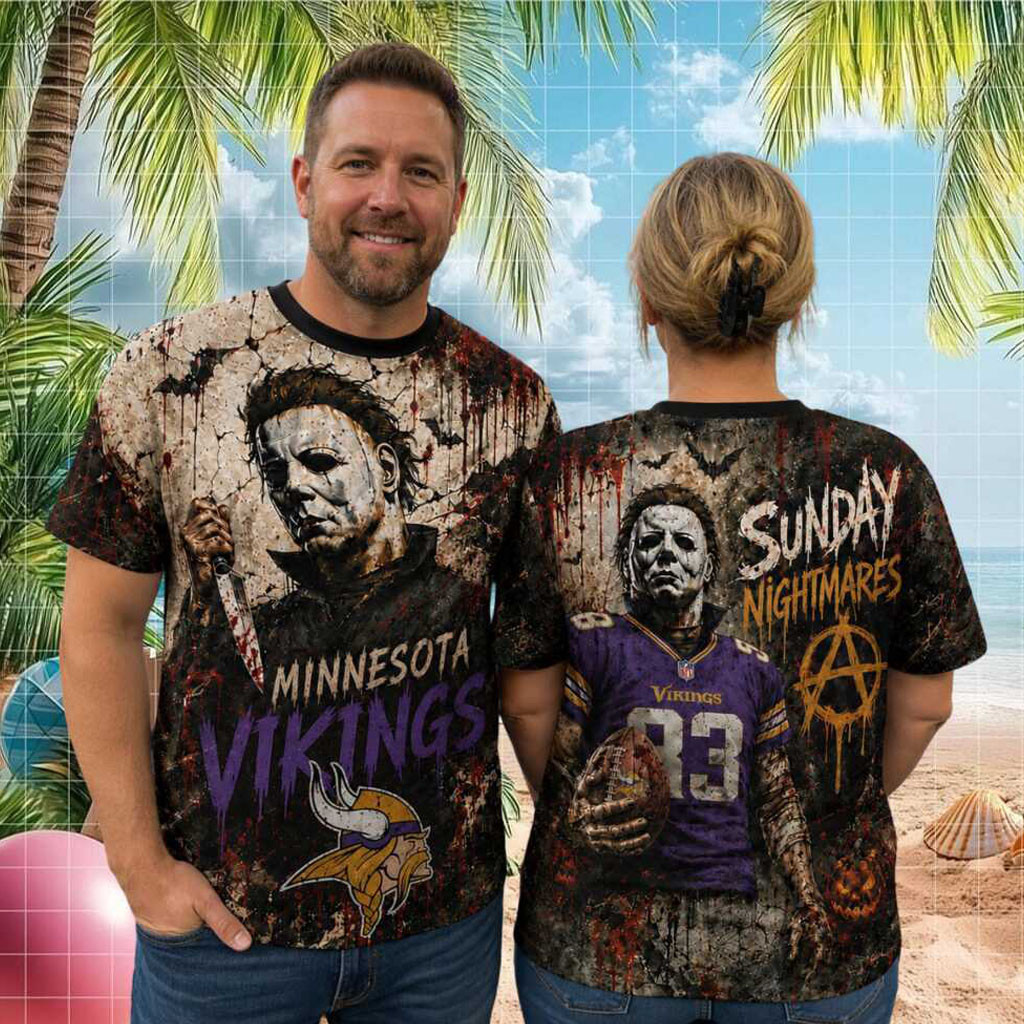 Minnesota Vikings Michael Myers Sunday Nightmares Horror Shirt MN Vikings Merch Fan Gifts - Kdjoy