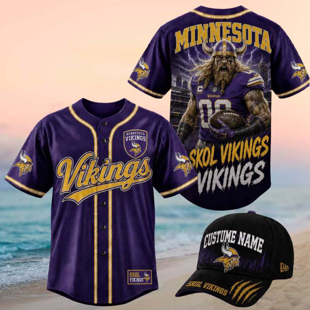 Minnesota Vikings Muscle Viking Warrior Skol Baseball Jersey Minnesota Football Merch Fan Gifts