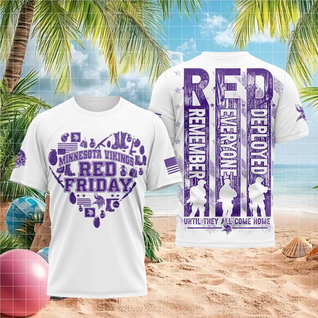 Minnesota Vikings Red Friday Military Support Shirt MN Vikings Merch Gift For Veteran Dad - Kdjoy