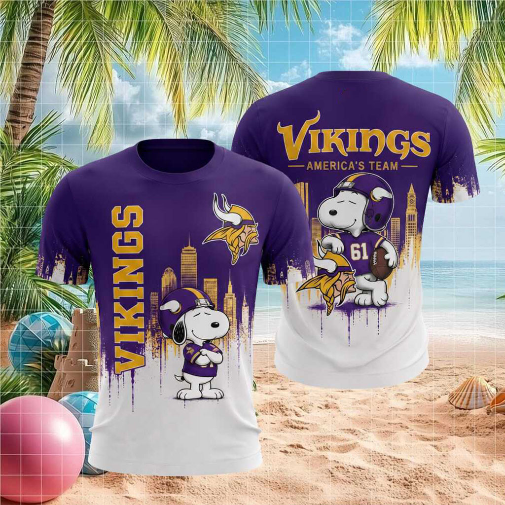 Minnesota Vikings Snoopy Football America's Team Shirt MN Vikings Merch Gift for Game Day - Kdjoy Minnesota Vikings Snoopy Football America's Team Shirt MN Vikings Merch Gift for Game Day - Kdjoy