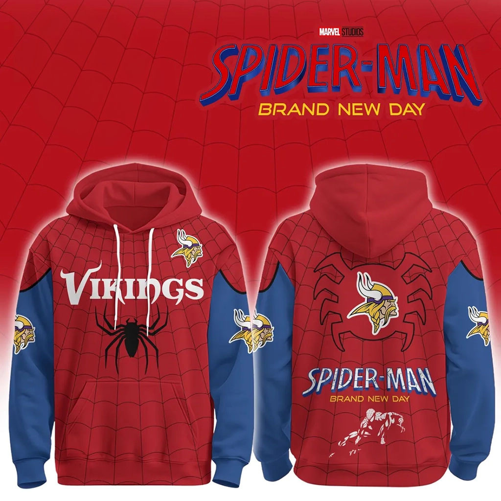 Minnesota Vikings X Spider-Man Brand New Day Hoodie MN Vikings Merch Gift For Fans Minnesota Vikings X Spider-Man Brand New Day Hoodie MN Vikings Merch Gift For Fans