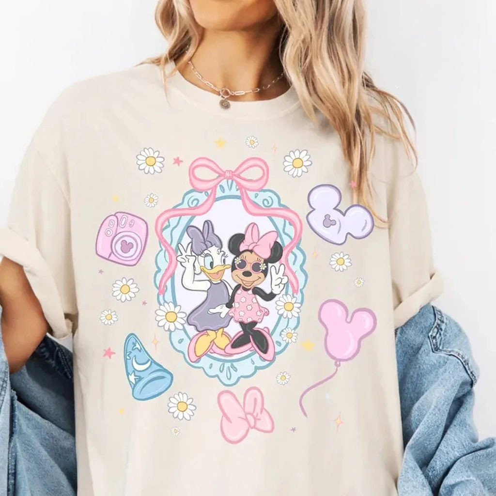 Minnie Mouse And Daisy Duck Pink Coquette Bows T-Shirt Cute Outfits Gift For Besties - Kdjoy Minnie Mouse And Daisy Duck Pink Coquette Bows T-Shirt Cute Outfits Gift For Besties - Kdjoy