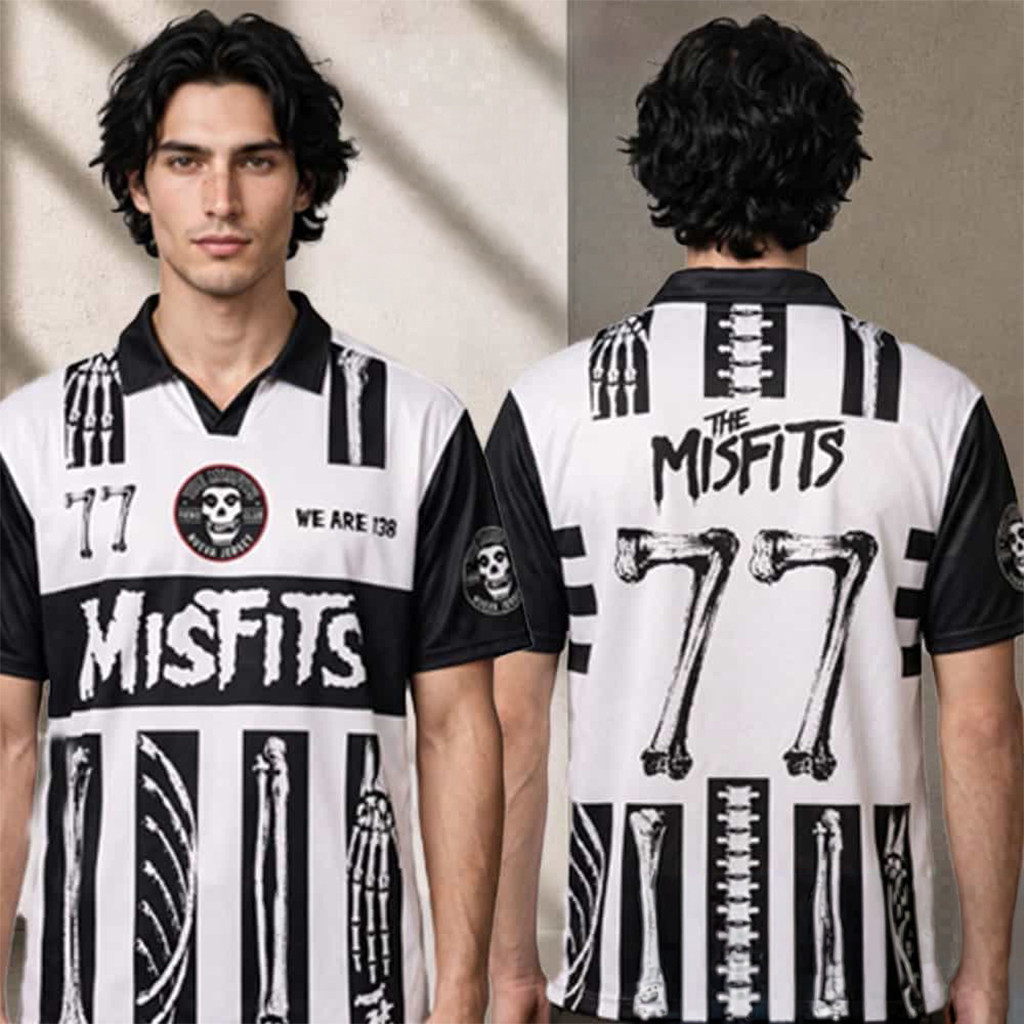 Misfits Merch Camisa Retro Misfits 77 V-Neck Jersey Best Birthday Gift For Him - Kdjoy