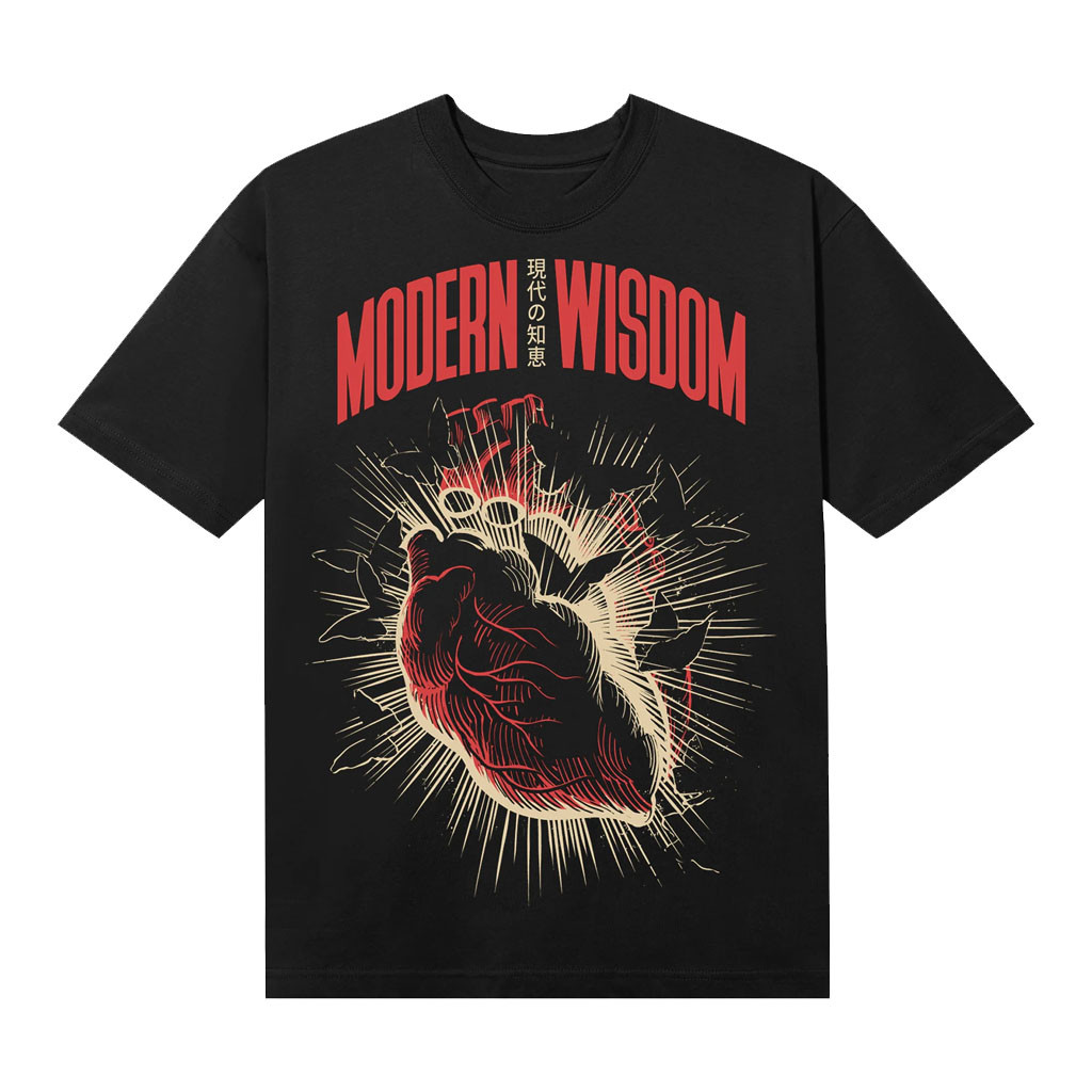 Modern Wisdom Merch 2026 MW Bursting Heart Black T-Shirt Unique Gift For Brothers - Kdjoy