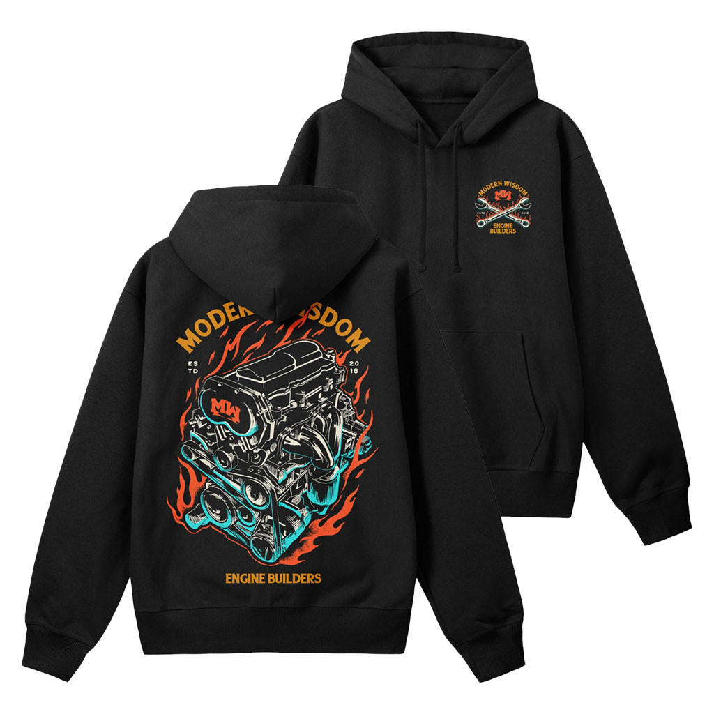 Modern Wisdom Merch 2026 MW Engine Builders Black Hoodie Gift For Fathers - Kdjoy Modern Wisdom Merch 2026 MW Engine Builders Black Hoodie Gift For Fathers - Kdjoy