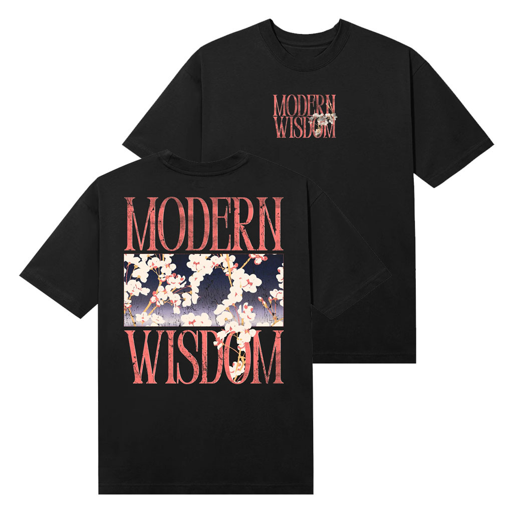 Modern Wisdom Merch 2026 MW Flowers T-Shirt Black Gift Ideas For BFF - Kdjoy