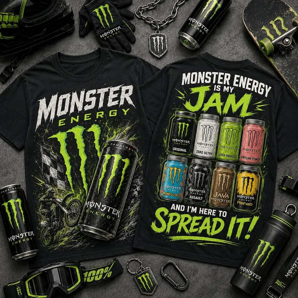 Monster Energy Is My Jam Flavors Black T-Shirt Monster Energy Merch Present For Brothers - Kdjoy