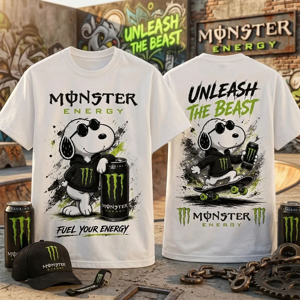 Monster Energy X Snoopy Unleash The Beast T-Shirt Fuel Your Energy Shirt Monster Energy Merch - Kdjoy Monster Energy X Snoopy Unleash The Beast T-Shirt Fuel Your Energy Shirt Monster Energy Merch - Kdjoy