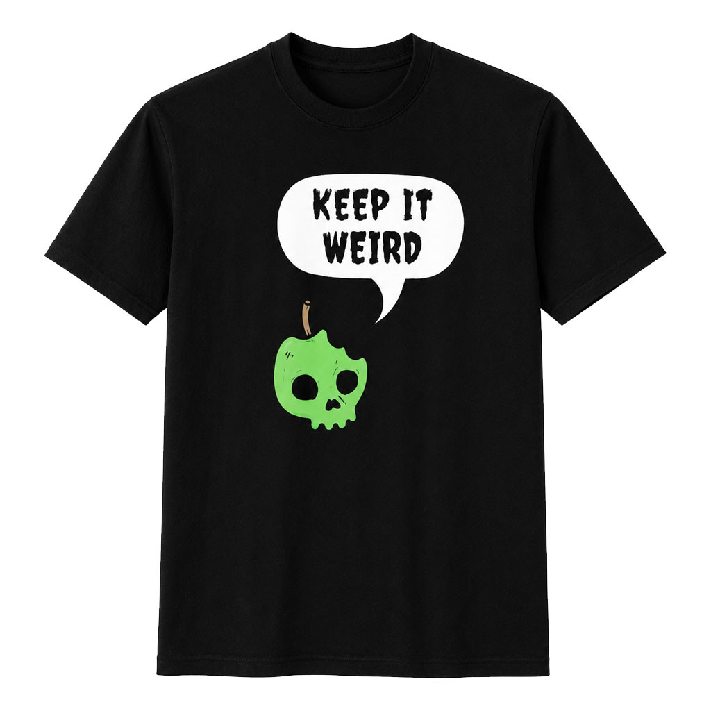 Morbid Podcast Merch 2026 Keep It Weird Skull Apple Speech Bubble T-Shirt Halloween Gifts - Kdjoy