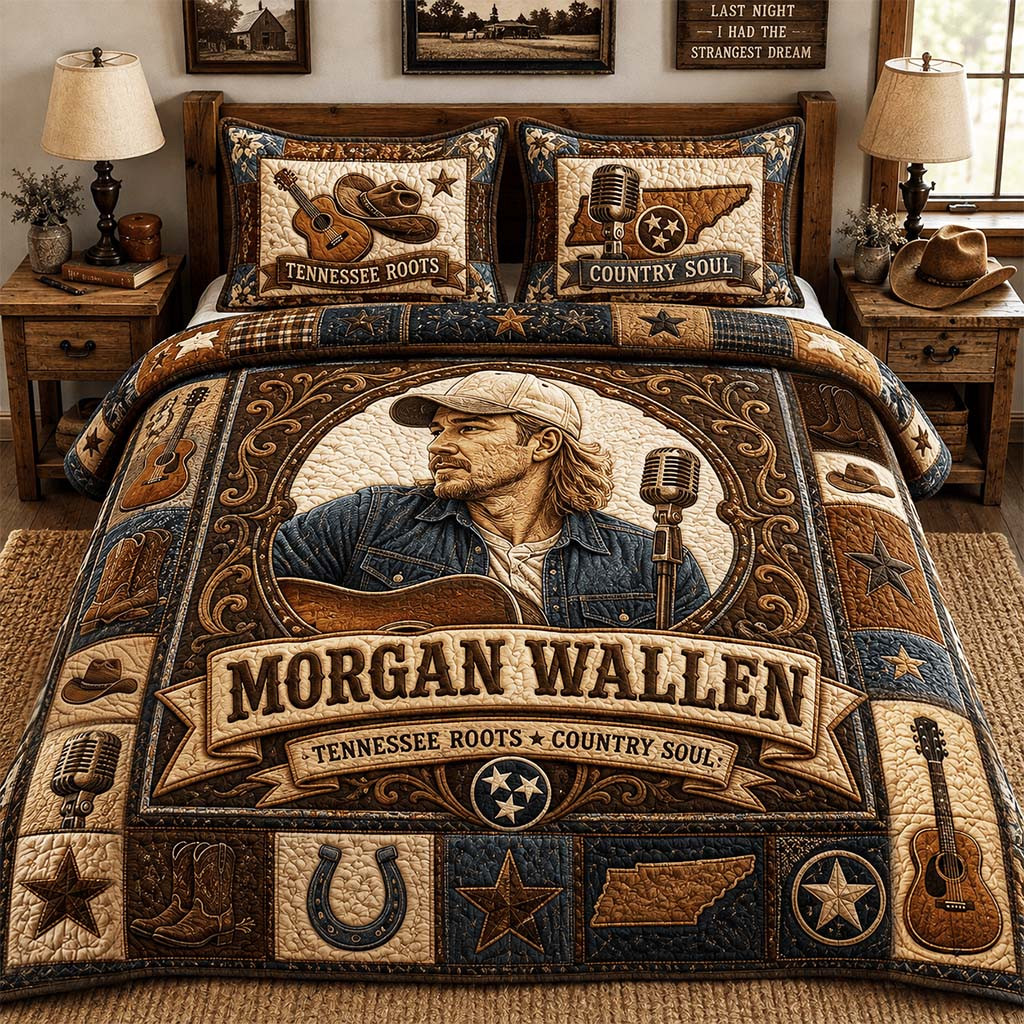 Morgan Wallen Merch Tennessee Roots Country Soul Quilt Bedding Set Gifts For Music Fans - Kdjoy