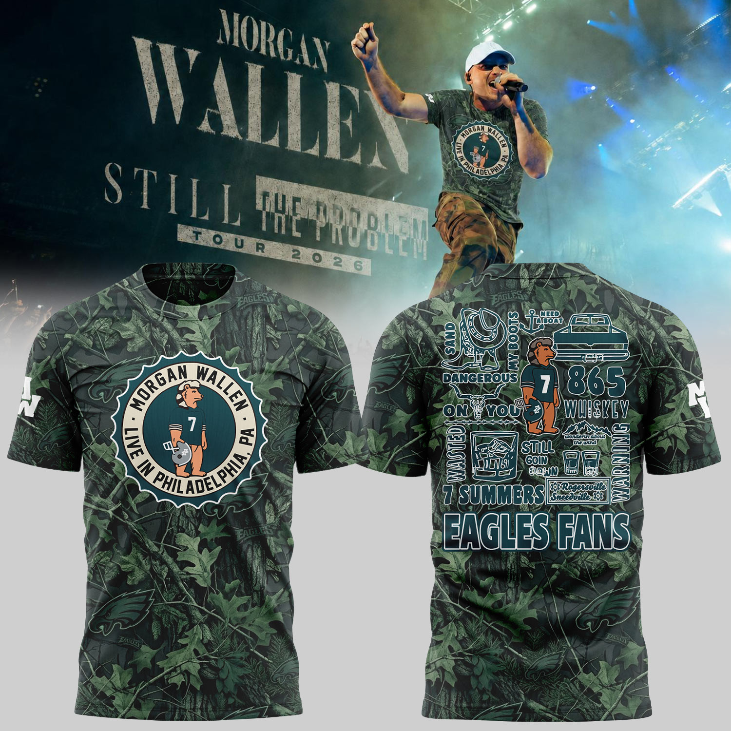 Morgan Wallen Philadelphia Eagles Still The Problem Tour 2026 T-Shirt MW Concert Merch 2026 - Kdjoy Morgan Wallen Philadelphia Eagles Still The Problem Tour 2026 T-Shirt MW Concert Merch 2026 - Kdjoy