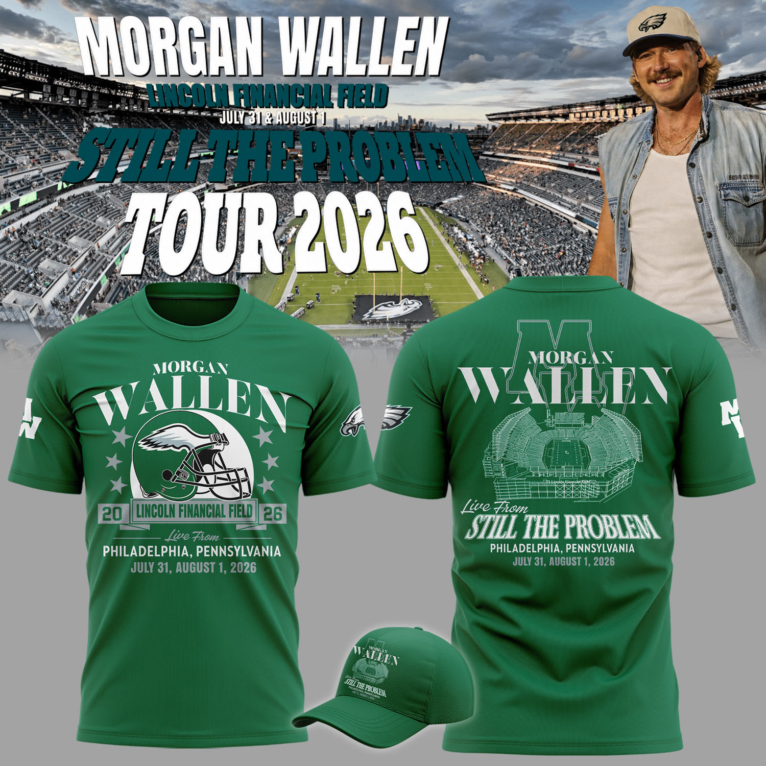 Morgan Wallen Tour Merch 2026 MW Live At Lincoln Financial Field Shirt Still The Problem Merch - Kdjoy