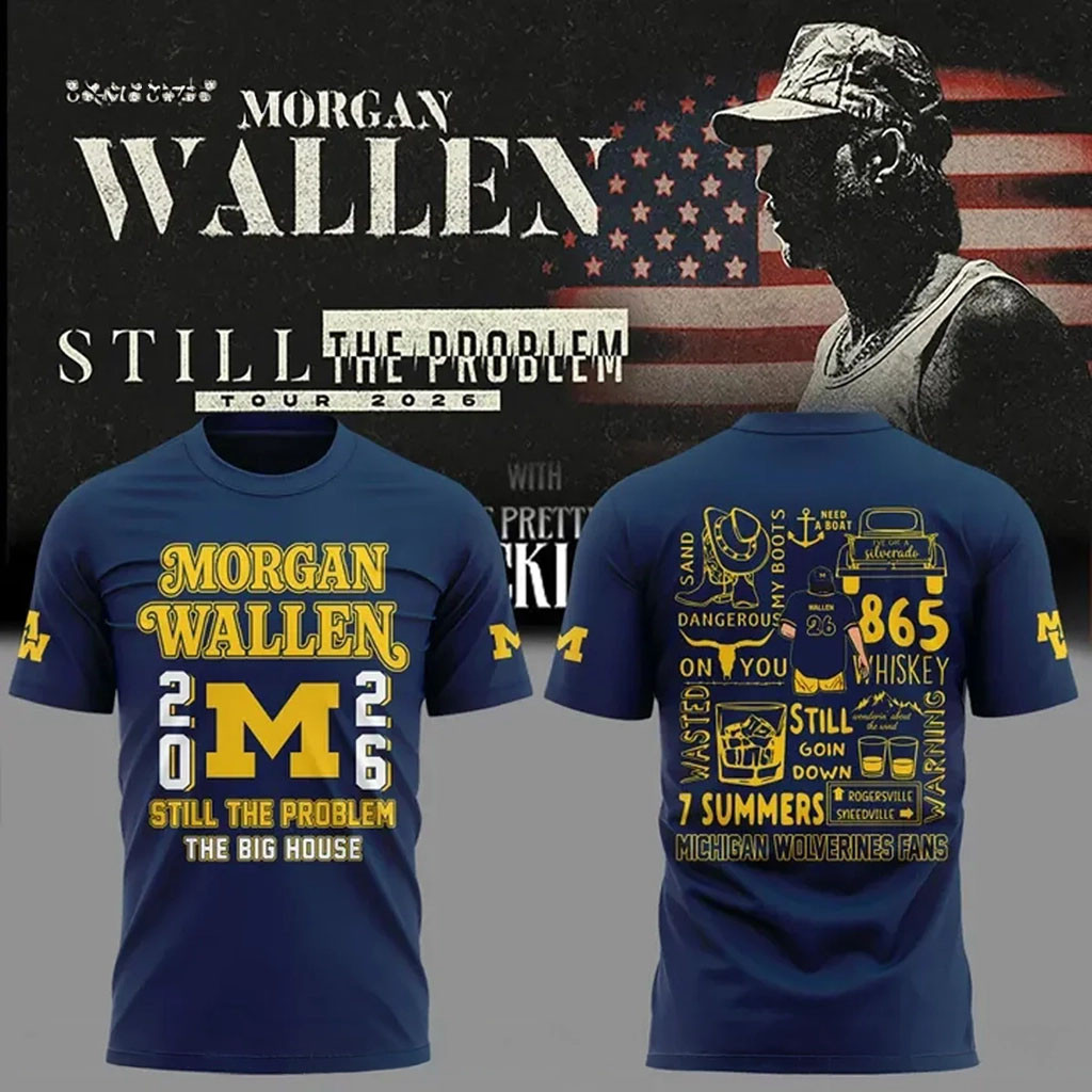 Morgan Wallen X Michigan Wolverines Merch Still The Problem Tour 2026 T-Shirt Navy Gift For Fan - Kdjoy Morgan Wallen X Michigan Wolverines Merch Still The Problem Tour 2026 T-Shirt Navy Gift For Fan - Kdjoy
