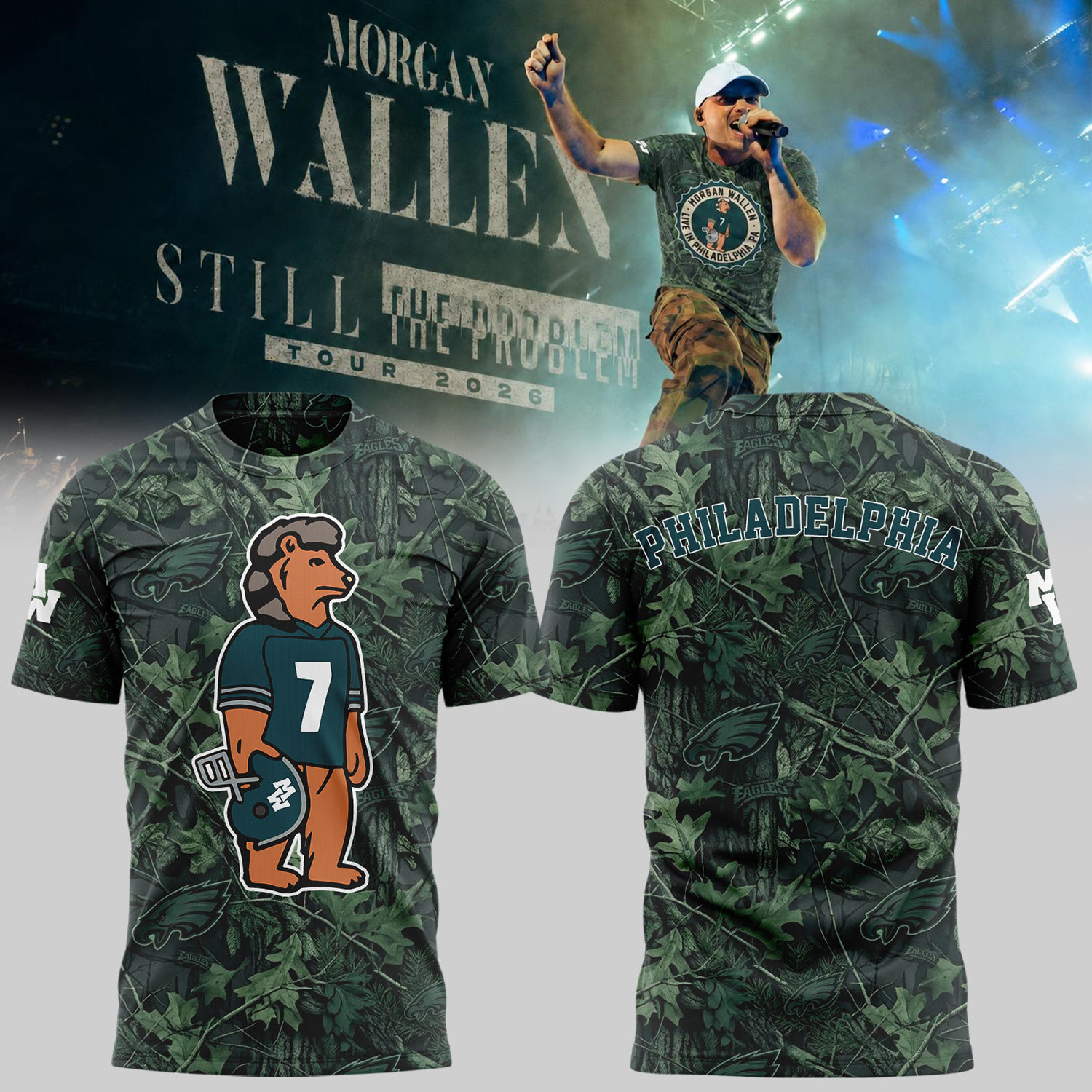 Morgan Wallen X Philadelphia Eagles 2026 Still The Problem Tour T-Shirt MW Tour Merch Fan Gear - Kdjoy