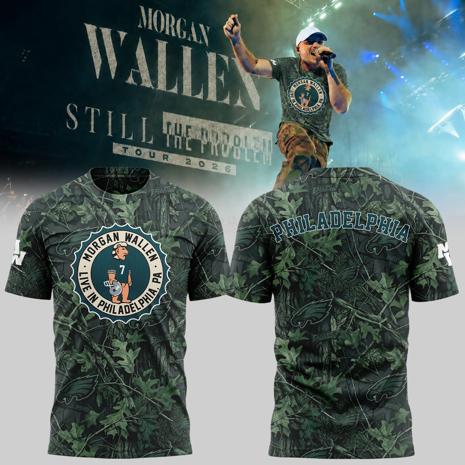 Morgan Wallen X Philadelphia Eagles Merch MW Live at Lincoln Financial Field T-Shirt Fan Gifts - Kdjoy