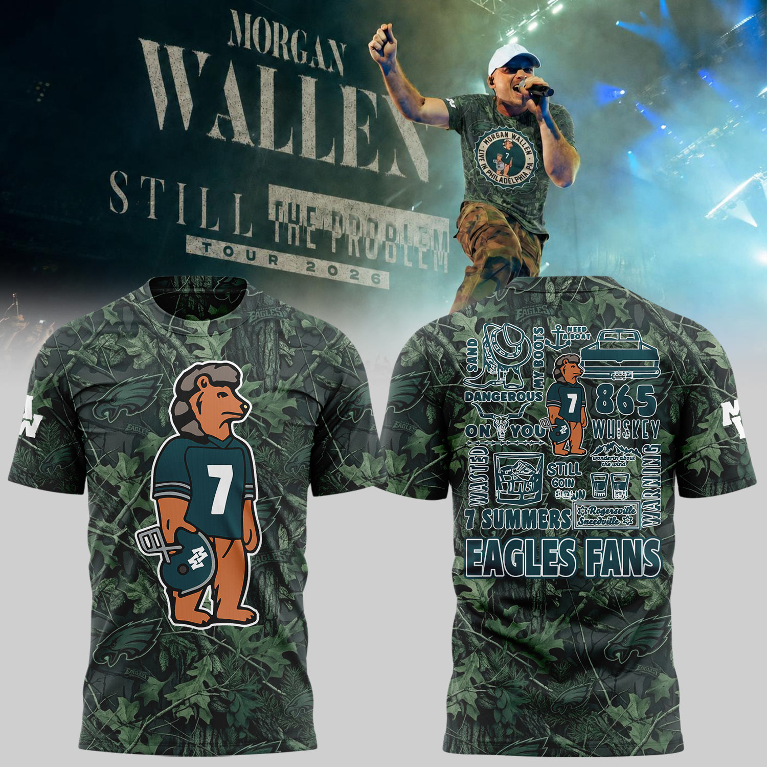 Morgan Wallen X Philadelphia Eagles Merch MW Still The Problem Tour T-Shirt Country Fan Gifts - Kdjoy