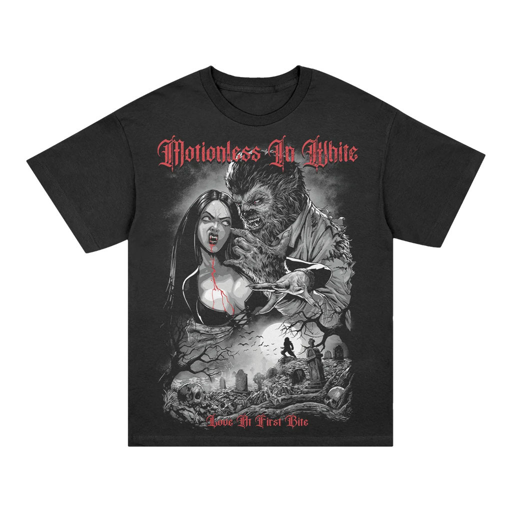 Motionless In White Merch 2026 Love At First Bite T-Shirt Black MIW Merch Gift For Music Lovers - Kdjoy Motionless In White Merch 2026 Love At First Bite T-Shirt Black MIW Merch Gift For Music Lovers - Kdjoy