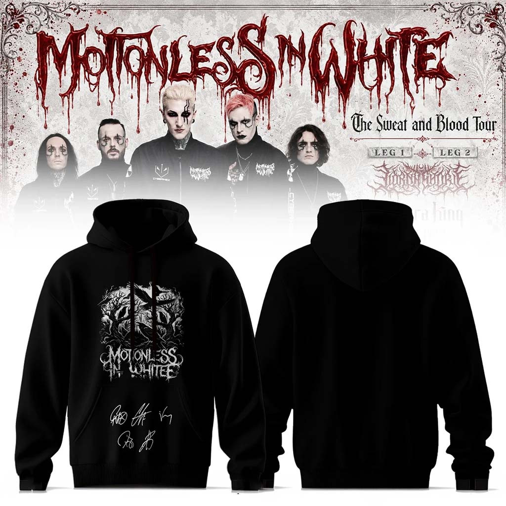 Motionless In White Merch The Sweat And Blood Tour 2026 Signature Hoodie Gifts For Music Lovers - Kdjoy