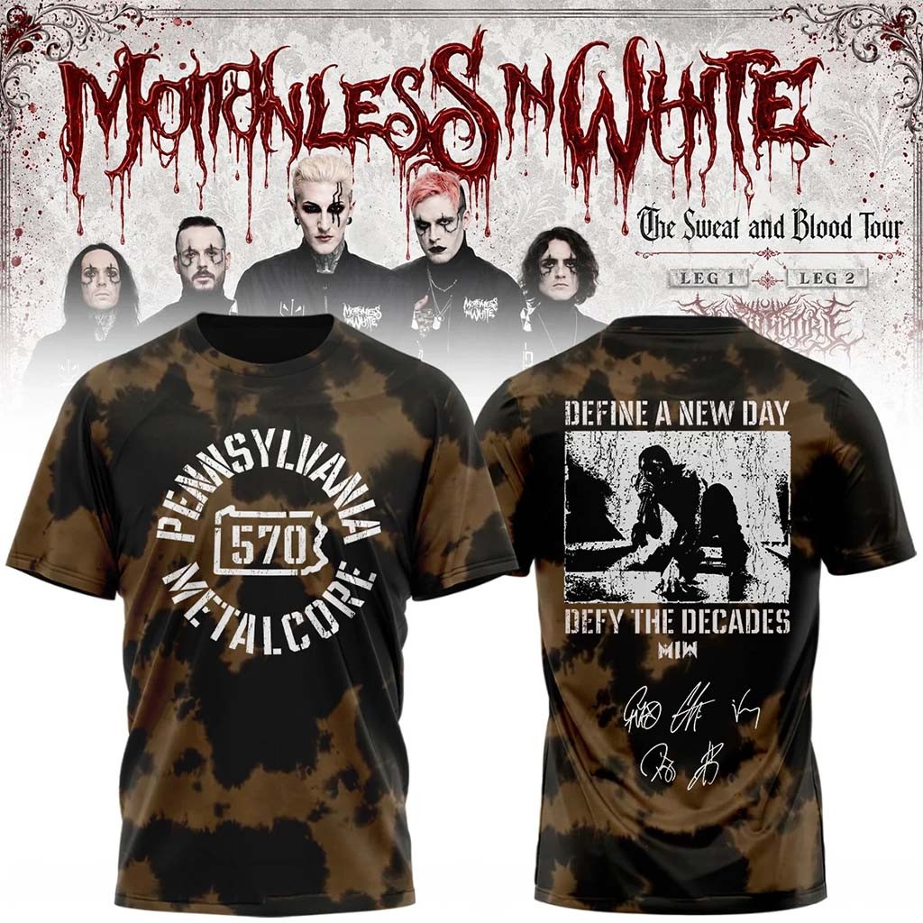 Motionless In White The Sweat And Blood Tour 2026 Signature T-Shirt MIW Merch Gift For Band Fan - Kdjoy