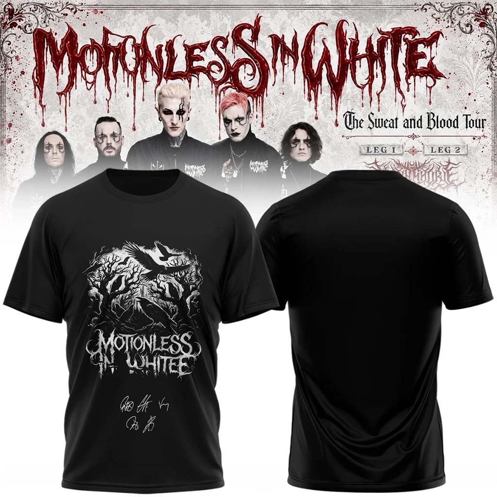 Motionless In White The Sweat And Blood Tour 2026 Signature T-Shirt MIW Merch Music Fan Apparel - Kdjoy