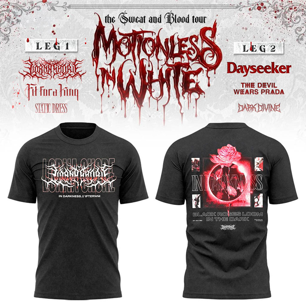 Motionless In White The Sweat And Blood Tour 2026 T-Shirt MIW Merch Concert Outifts For Fans - Kdjoy Motionless In White The Sweat And Blood Tour 2026 T-Shirt MIW Merch Concert Outifts For Fans - Kdjoy