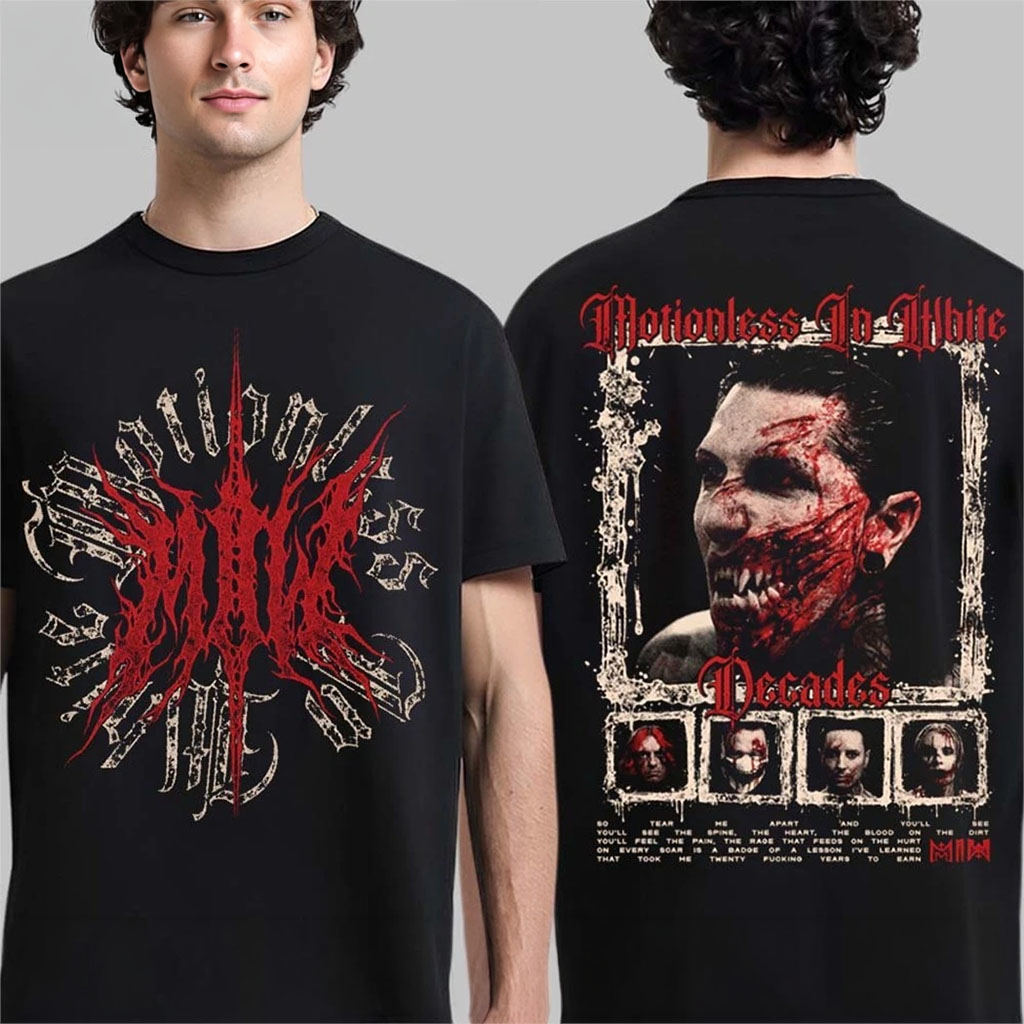 Motionless In White The Sweat And Blood Tour 2026 T-Shirt MIW Merch Gift For Music Lovers - Kdjoy